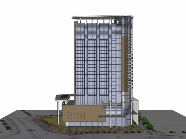 Modern High-Rise Office Building Model in SketchUp
