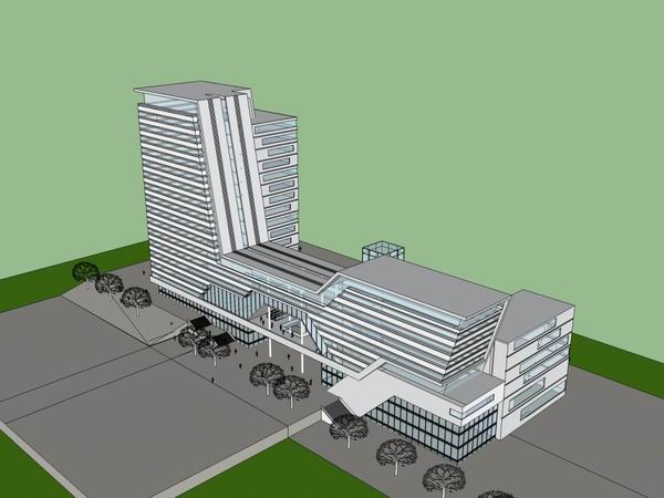 Modern High-Rise Office Building Model in SketchUp