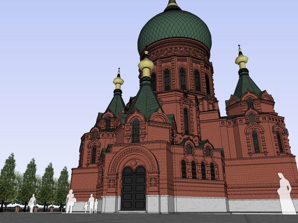 SketchUp Cultural Model: Multi-Story Hagia Sophia Cathedral in Classical Architectural Style
