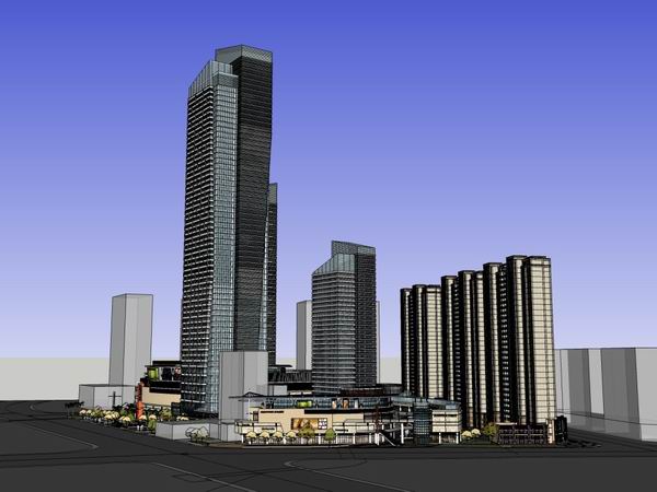 SketchUp Complex Model: Modern Super High-Rise Office, Residential, and Commercial Building