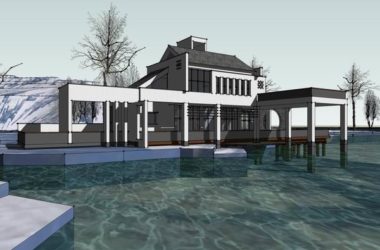 SketchUp Landscape Model: Multi-Story Huizhou Landscape Club in Traditional Chinese Style-BIM WORLD