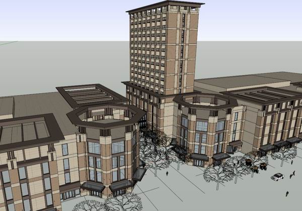 SketchUp Business Model: Multi-Story Classical Commercial Street Design