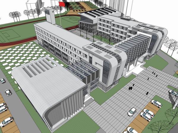 Modern Multi-Story Elementary School Design | SketchUp Campus Architecture Model