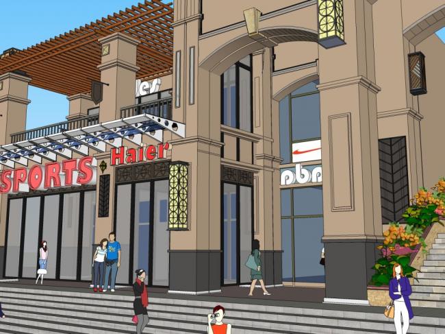 SketchUp Business Model: Multi-Story Classical Commercial Street Design