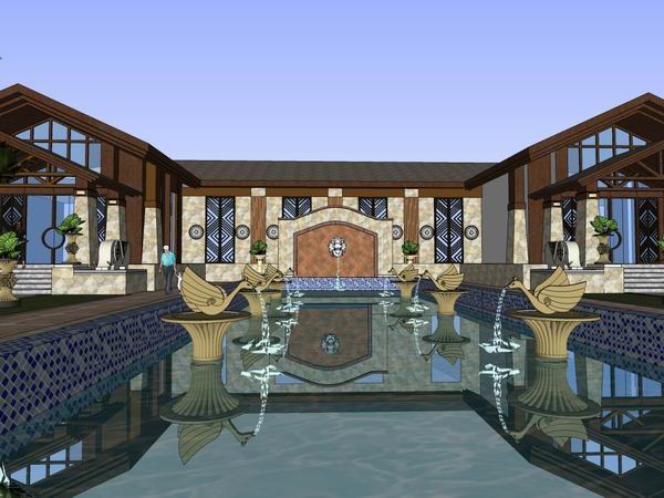 SketchUp Residential Model: Multi-Story Classical Style Sales Office