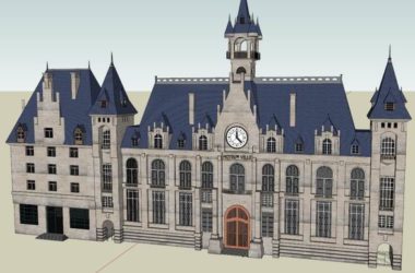 SketchUp Multi-Story Hotel Model in European Classical Style-BIM WORLD