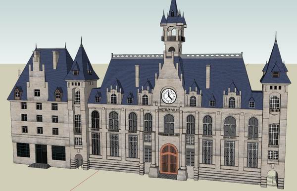 SketchUp Multi-Story Hotel Model in European Classical Style