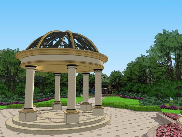 SketchUp Landscape Model: European Classical Residential Design