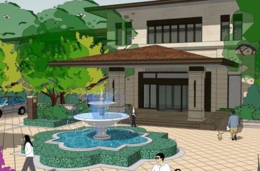 SketchUp Business Model: Multi-Story Jindi International Plaza Entrance in Classic Commercial Style-BIM WORLD