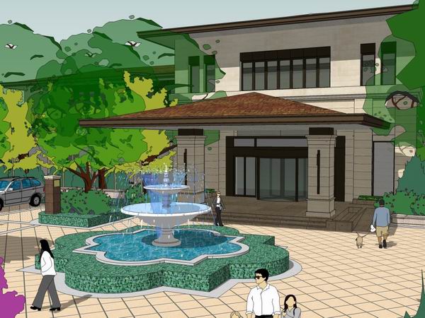SketchUp Business Model: Multi-Story Jindi International Plaza Entrance in Classic Commercial Style
