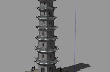 SketchUp Model of Ancient Chinese Architecture: Multi-Story Seven-Story Landscape Pagoda-BIM WORLD