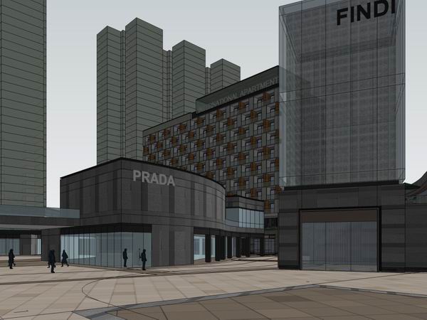 SketchUp Complex Model: Multi-Story High-Rise with Office, Hotel, and Ground-Floor Retail in Modern Style