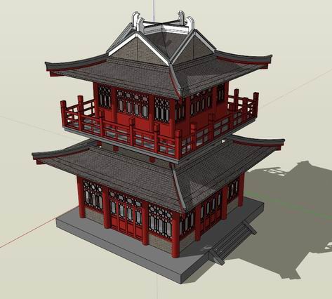 SketchUp Model of Multi-Story Tang Dynasty Attic | Traditional Chinese Ancient Architecture