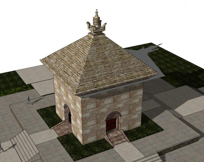 SketchUp Model of a Traditional Chinese Multi-Story Four-Door Pagoda