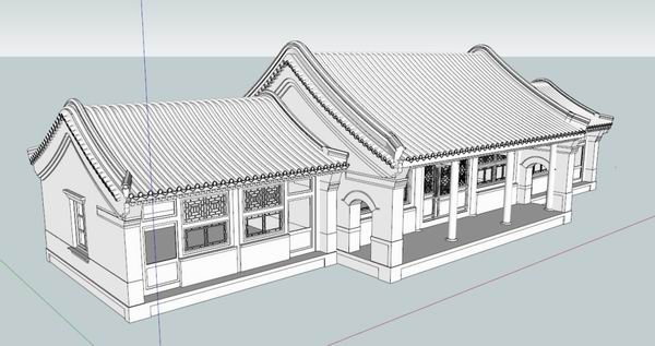 SketchUp Model of Multi-Story Chinese Courtyard House in Ancient Architectural Style