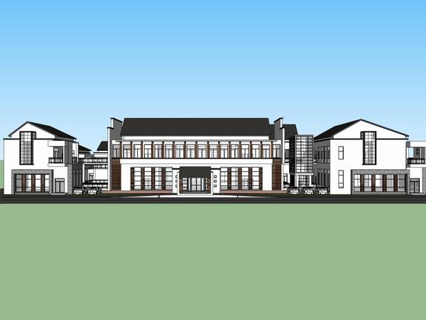 Multi-Story Huizhou-Style Hotel Model in SketchUp | Modern Chinese Architecture Design