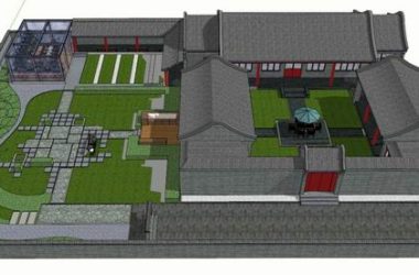 SketchUp Multi-Story Residential Model Featuring a Traditional Chinese Inner Courtyard-BIM WORLD
