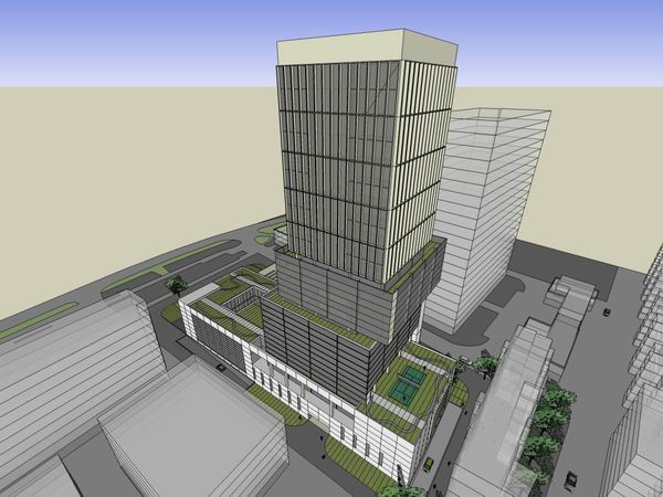 Modern Multi-Story Hospital Model in SketchUp