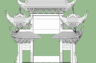 SketchUp Model of a Chinese-Style Memorial Archway-BIM WORLD