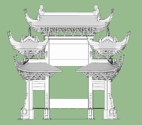 SketchUp Model of a Chinese-Style Memorial Archway