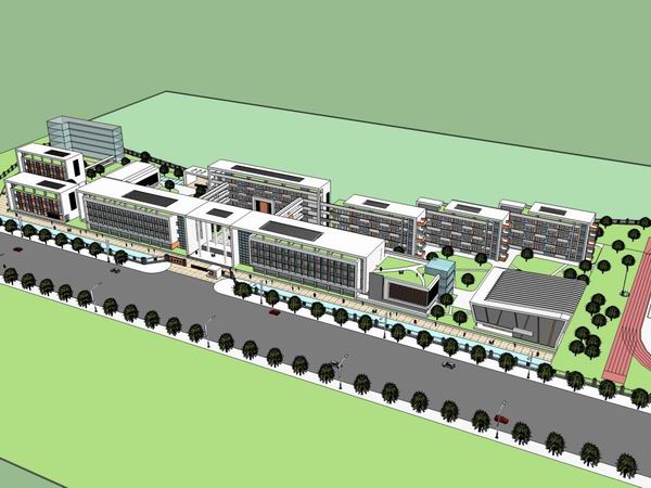 Modern Multi-Story High School Campus Design in SketchUp