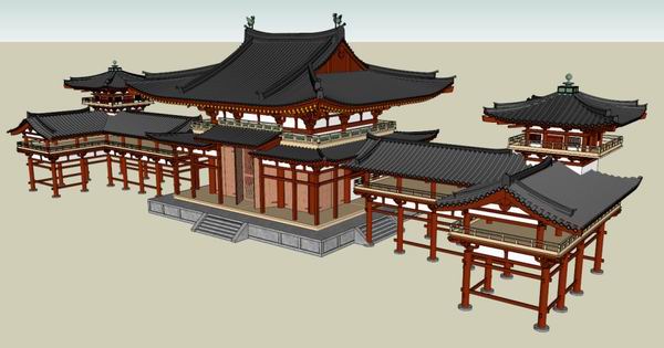 SketchUp Model of a Multi-Story East Asian Attic Complex in Traditional Chinese Architecture