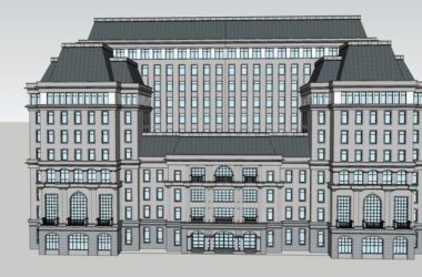SketchUp Hotel Model | High-Rise Classical Style Hotel and Office Building-BIM WORLD