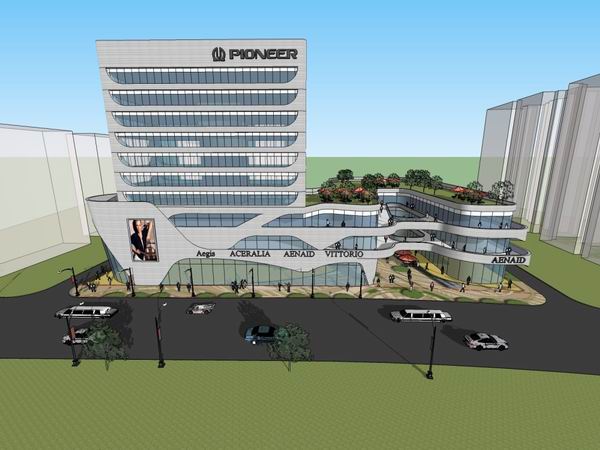 SketchUp Complex Model: Multi-Story High-Rise Mixed-Use Building with Offices, Hotel, and Retail in Modern Style