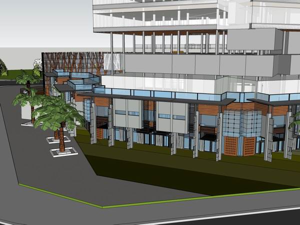 SketchUp Complex Model: Multi-Story High-Rise Office, Hotel, and Commercial Building in Modern Style