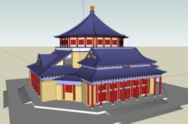 SketchUp Cultural Model: Multi-Story Chongqing Hall Featuring Traditional Chinese Architecture-BIM WORLD