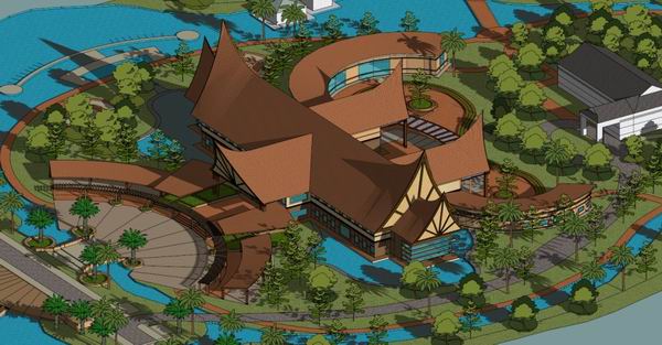 Multi-Story Southern Resort Hotel Model in Southeast Asian Classical Style | SketchUp Design