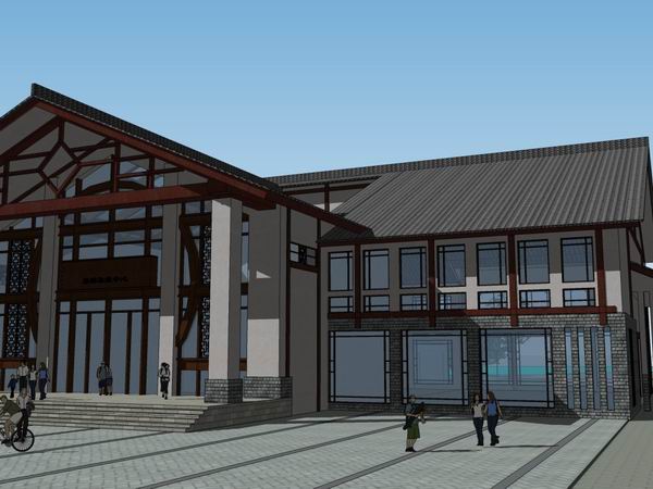 SketchUp Model of a Multi-Story Chinese-Style Resort Hotel