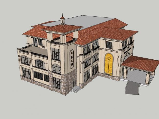 Multi-Story Xixi Mansion Clubhouse Residential Model in Classic European Style | SketchUp
