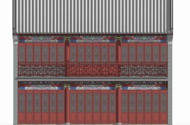 SketchUp Model of Multi-Storey Chinese Ancient Building with Curved Ridge Roof-BIM WORLD