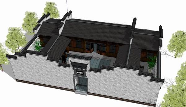 Multi-Story Huizhou Courtyard Residence in Classic Style | SketchUp Model
