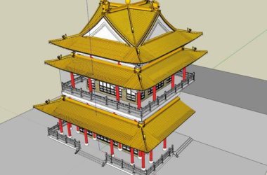 Multi-Story Qing Dynasty Scripture Pavilion Model | Traditional Chinese Ancient Architecture in SketchUp-BIM WORLD