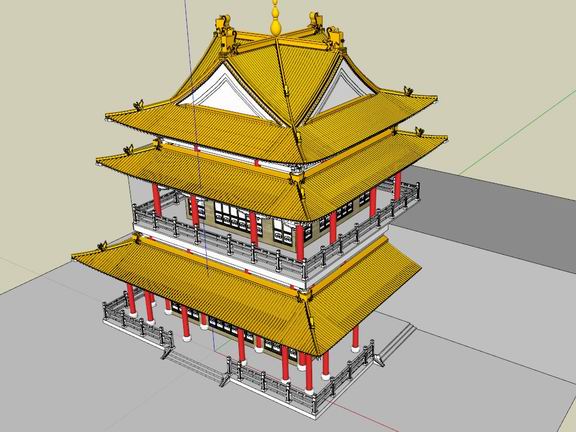 Multi-Story Qing Dynasty Scripture Pavilion Model | Traditional Chinese Ancient Architecture in SketchUp