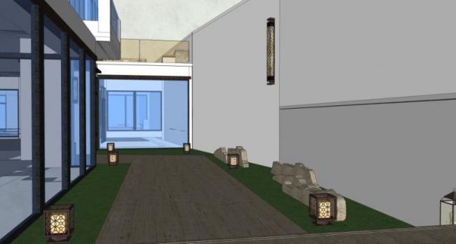 Modern Chinese Courtyard Landscape Design in SketchUp