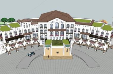 SketchUp Business Model: Multi-Story Commercial Club in Spanish Classical Style-BIM WORLD