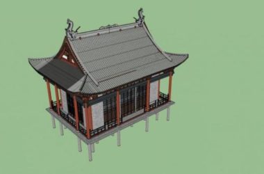 SketchUp Model of Ancient Chinese Architecture with Attic Design-BIM WORLD