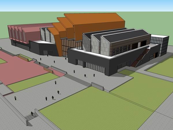 SketchUp Cultural Model: Modern Multi-Story Museum Architecture