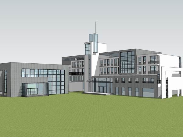 Modern Multi-Story Office Building Model for Tourist Area in SketchUp