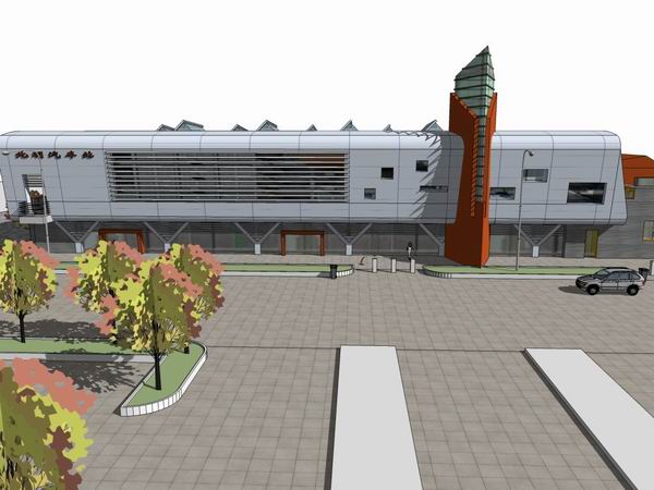 SketchUp Design of Station Road and Bridge | Modern Multi-Story Beiming Bus Station Architecture