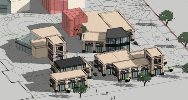 SketchUp Business Model: Multi-Story Classical Style Business District