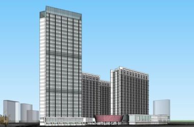 SketchUp Complex Model: Multi-Story High-Rise Office, Commercial, and Modern Hotel Building-BIM WORLD
