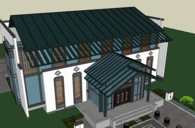 SketchUp Model of a Multi-Story Chinese-Style Residential and Activity Center-BIM WORLD