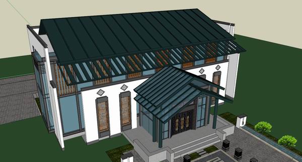 SketchUp Model of a Multi-Story Chinese-Style Residential and Activity Center