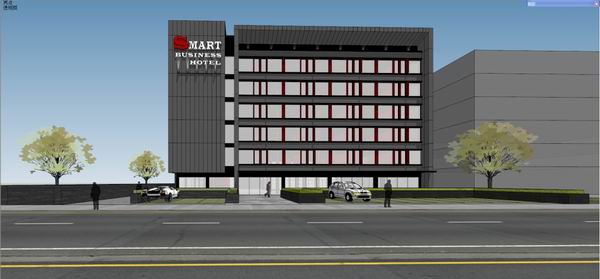 Modern Multi-Story Hotel Model in SketchUp