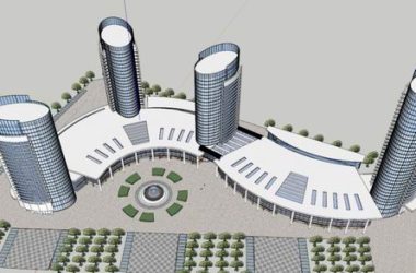 SketchUp Complex Model: Multi-Story High-Rise Office, Hotel, and Conference Center in Modern Style-BIM WORLD