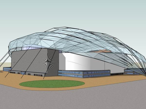 Modern Multi-Story Gymnasium Model in SketchUp